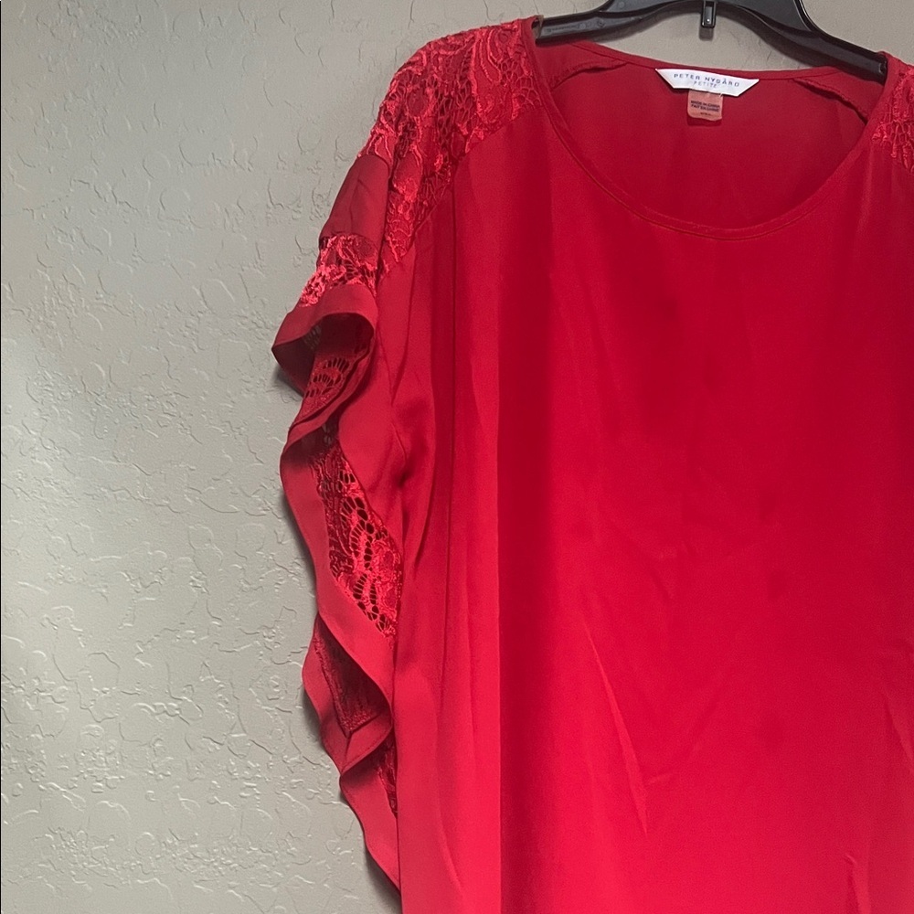 Peter Nygard Bold Red Butterfly Blouse - Picture 5 of 8